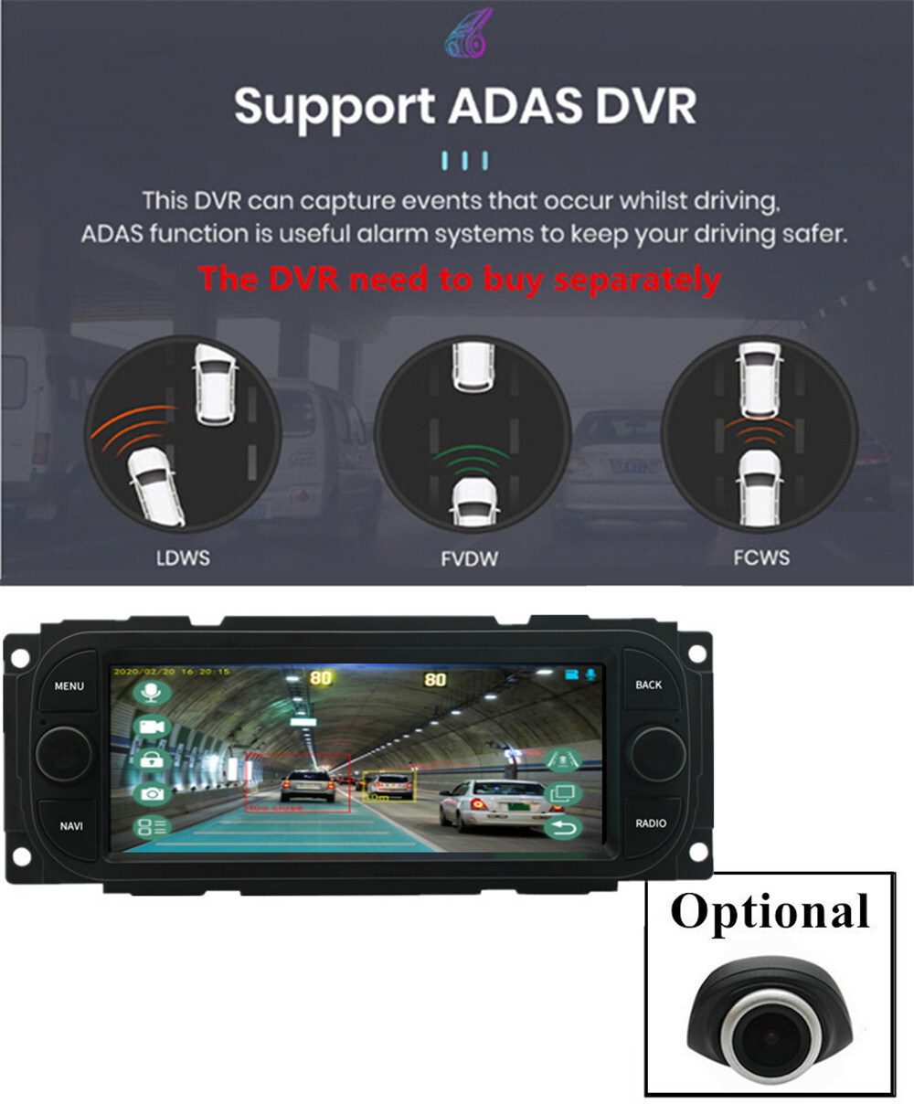 1 Din Car Stereo Radio BT Head Unit W/Cam Fit For Dodge Caravan/Dakota 2001-2004