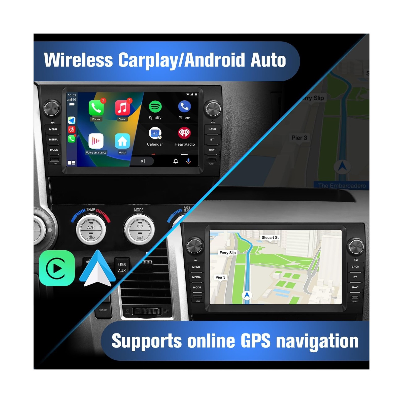 9 Inch Car Radio for Toyota Tundra 2007-2013 Sequoia 2008-2018, Android 13 To…