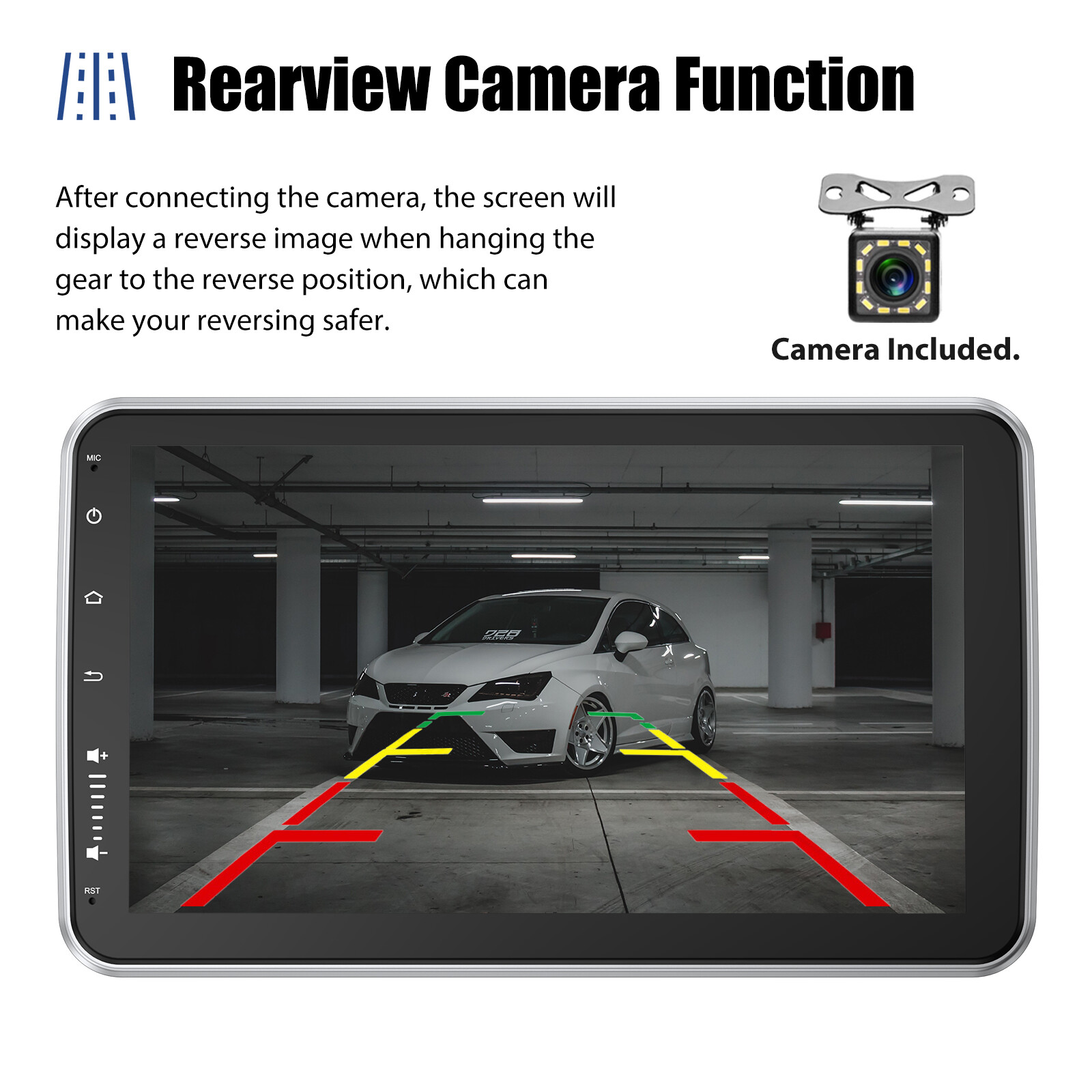 10.1″ Android 12 Car Stereo HD Radio GPS Rotatable IPS Screen Single DIN +Camera