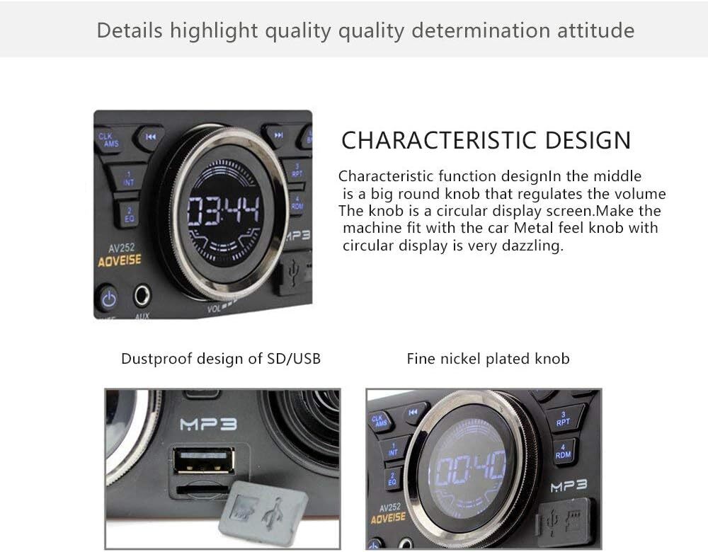 Single 1 Din FM Bluetooth Car Stereo Radio Head Unit Built-in Speakers In-Dash