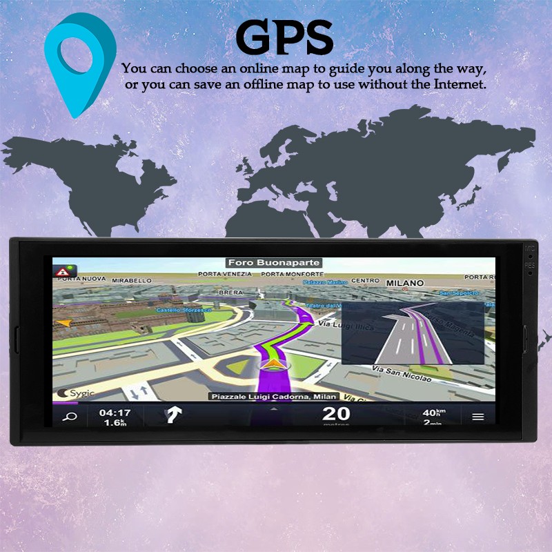 1Din 6.9″Android Car Stereo Touch Screen Built-in CarPlay AHD Rear View WiFi GPS