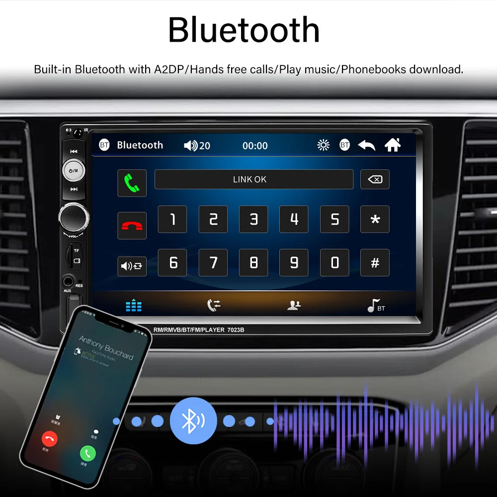 Car Stereo Double Din Car Radio 7 Inch MP5 Player with HD Touch Screen Digital D