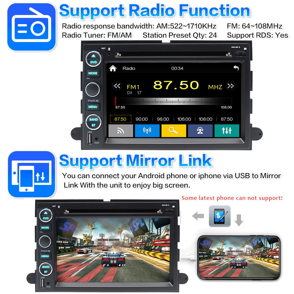For Ford F150 F250 F350 Car DVD CD Player Stereo Radio with Carplay GPS Back Cam