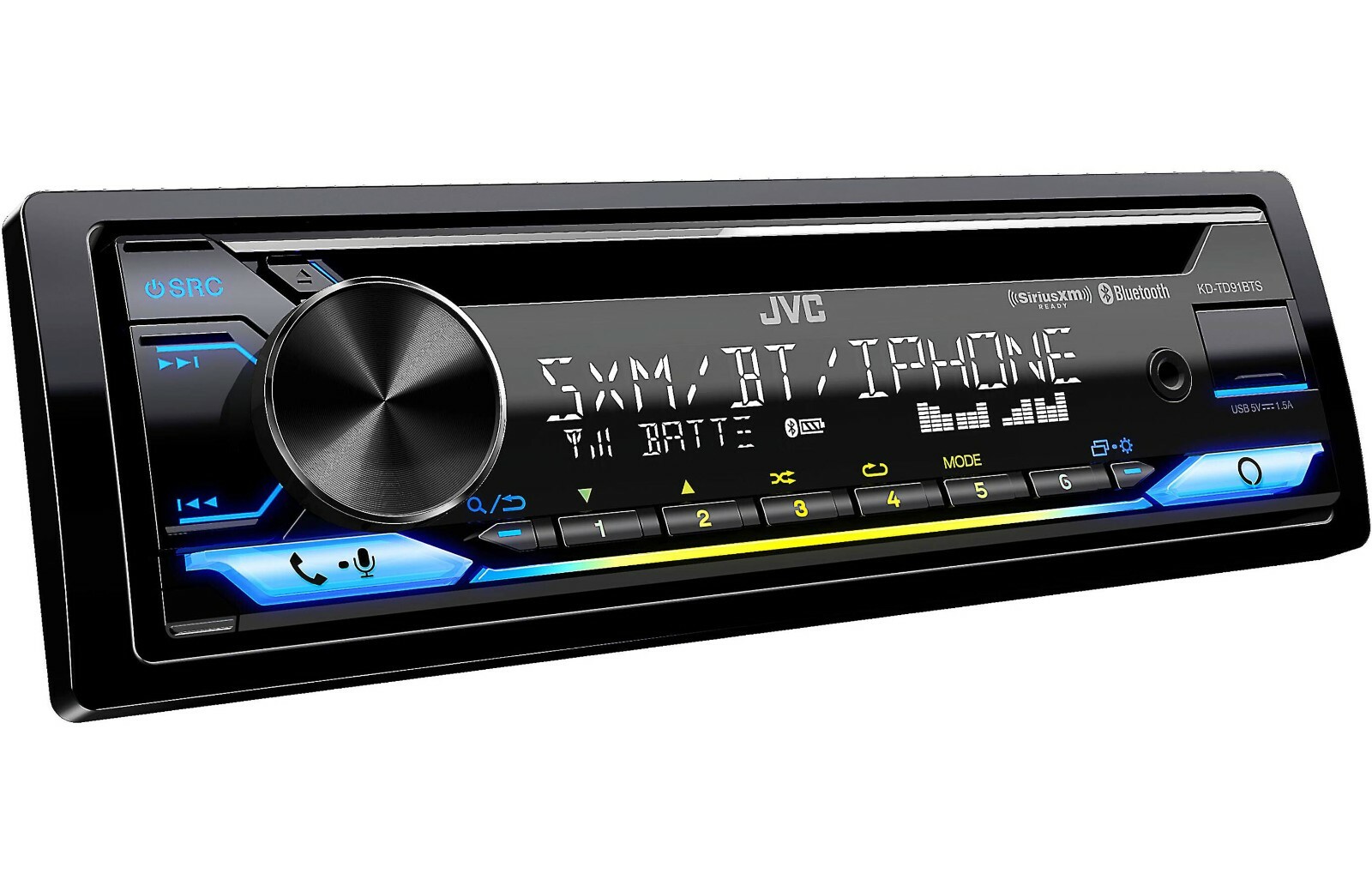 JVC KD-TD91BTS Bluetooth CD Player Android iPhone Alexa Pandora XM USB Aux AM FM