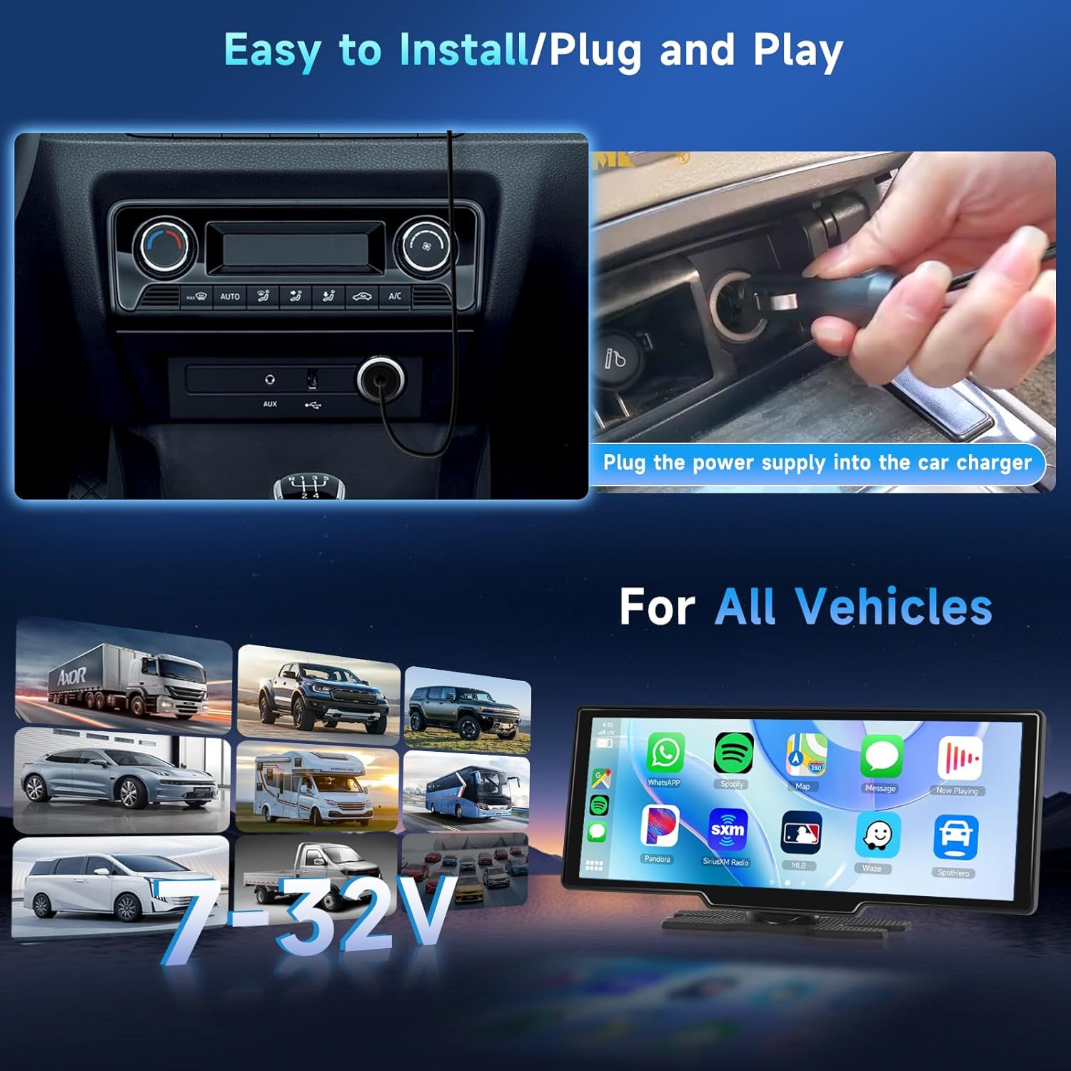 10.26″ Touchscreen Wireless Carplay Stereo with Bluetooth & Navigation