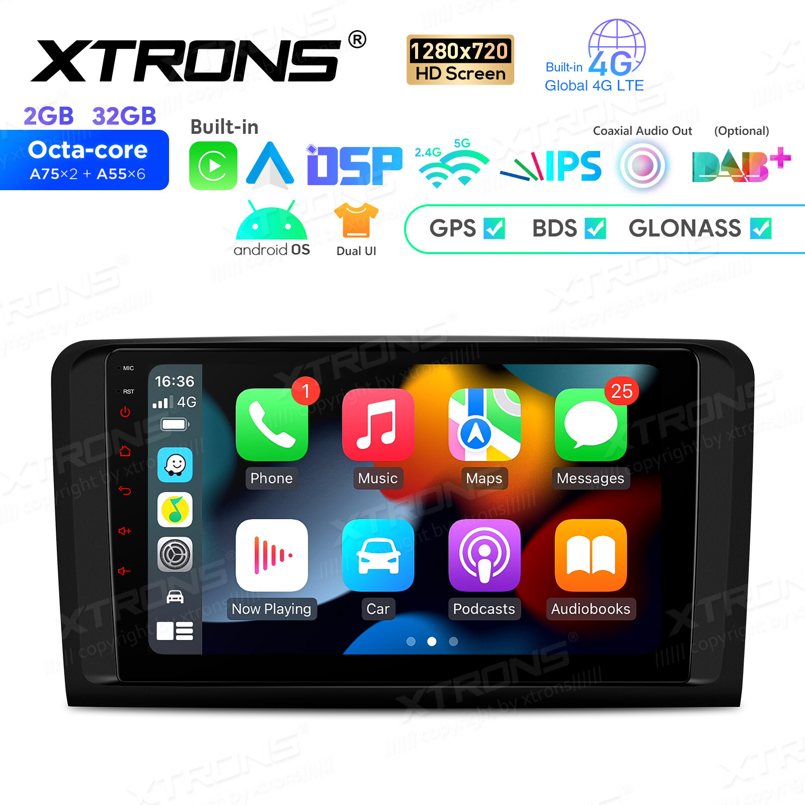 9” Android 14 8-Core Car GPS Radio Stereo WiFi 4Glte For Mercedes-Benz W164 X164