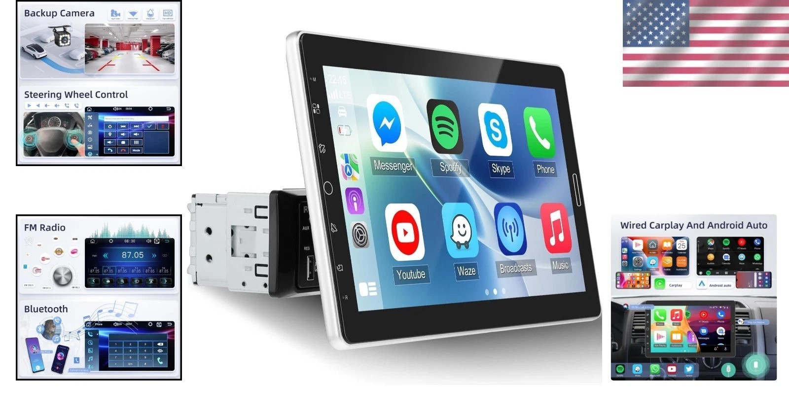 10 Inch IPS Touchscreen Radio – Supports CarPlay, Android Auto & Backup Camera