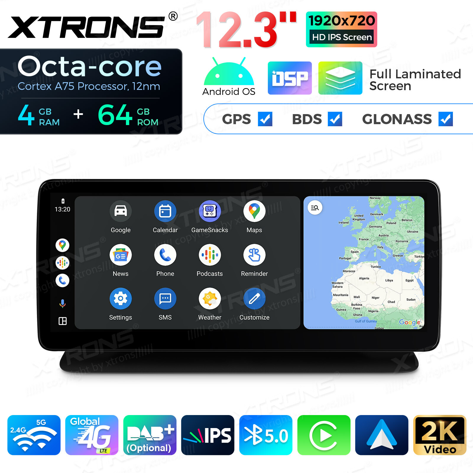 12.3″ Android 14 8-Core 64GB CarPlay Stereo GPS Navi WIFI For Benz CLS-W218 C218