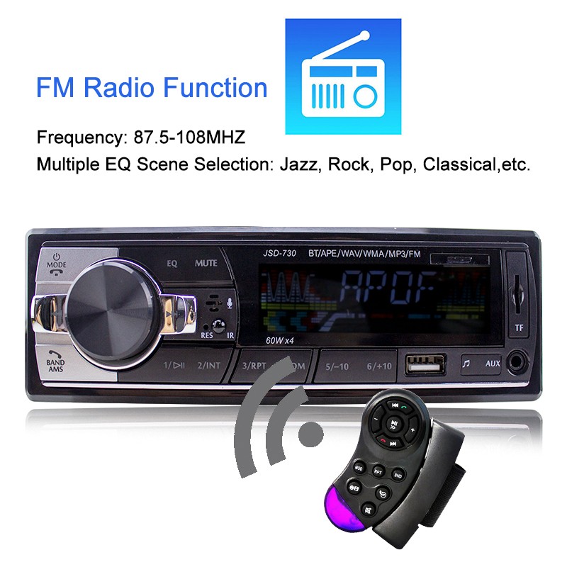 1 Din Bluetooth FM MP3 USB SD AUX With Remote Control Car Radio Receiver