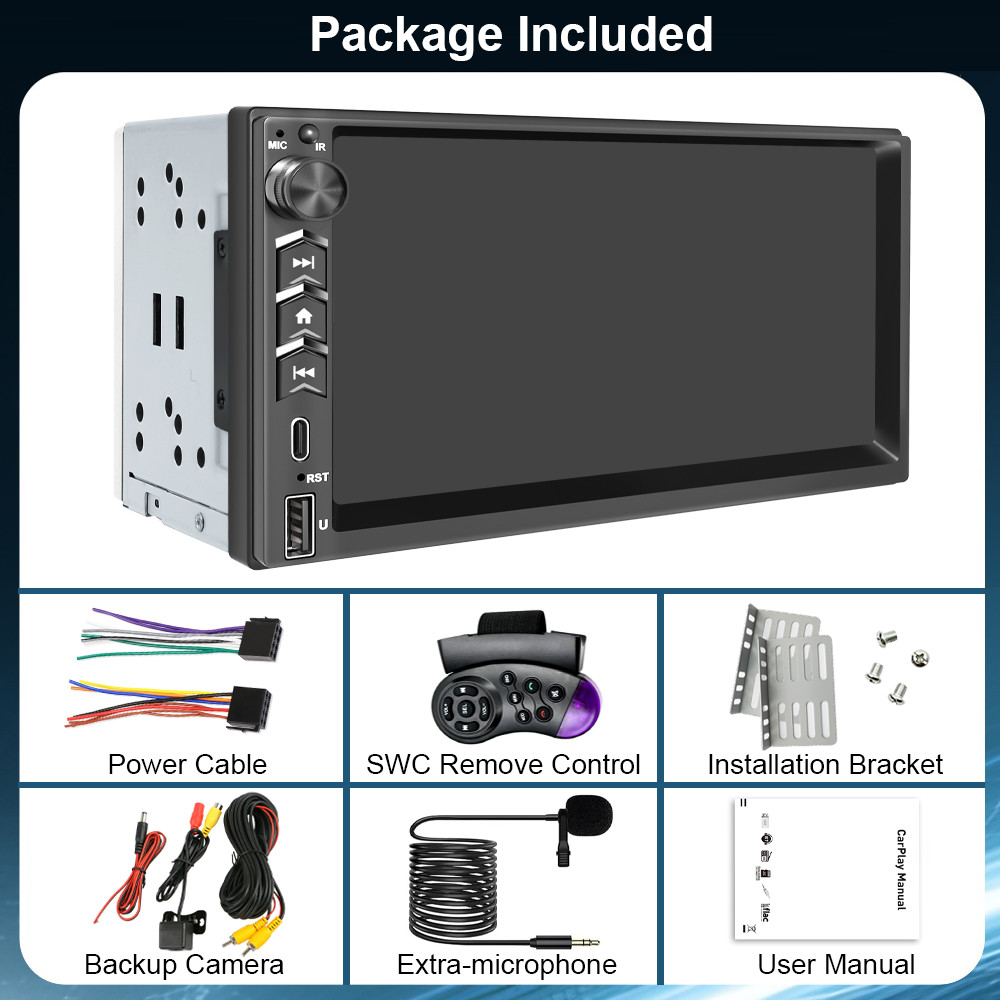In-Dash 7″ QLED Double DIN CarPlay Android Auto GPS Car Stereo Radio DSP USB RDS