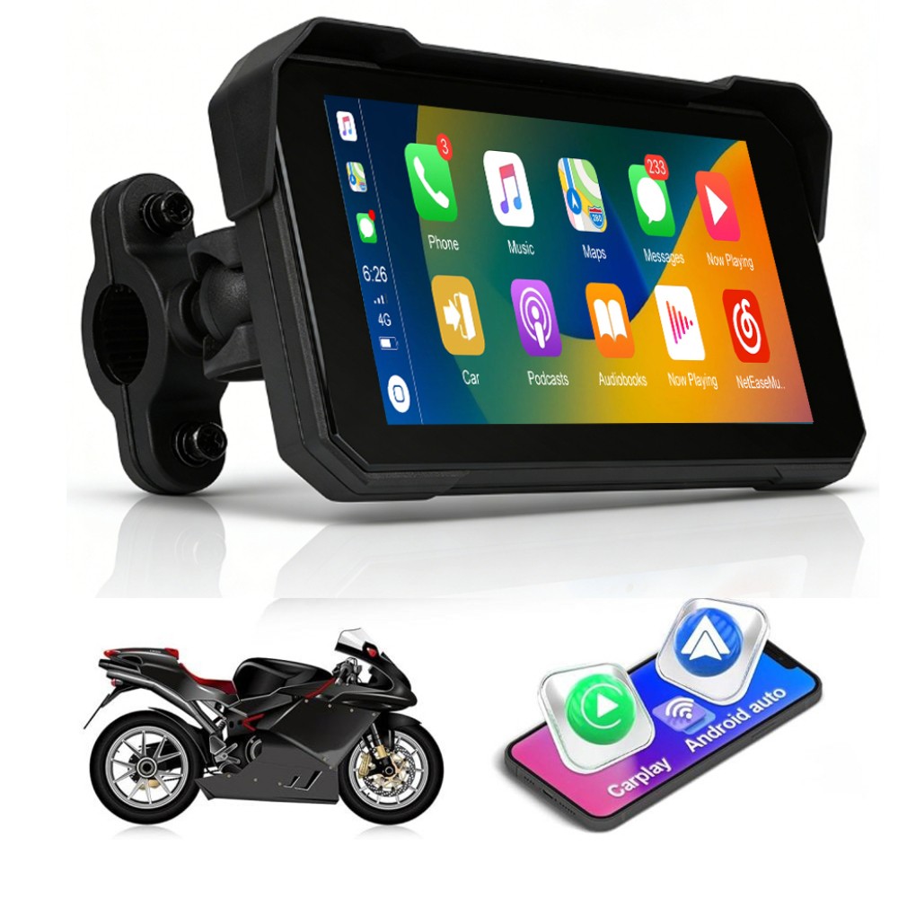 5″ Wireless Motorcycle Portable Apple Carplay Android Auto Waterproof Car Stereo