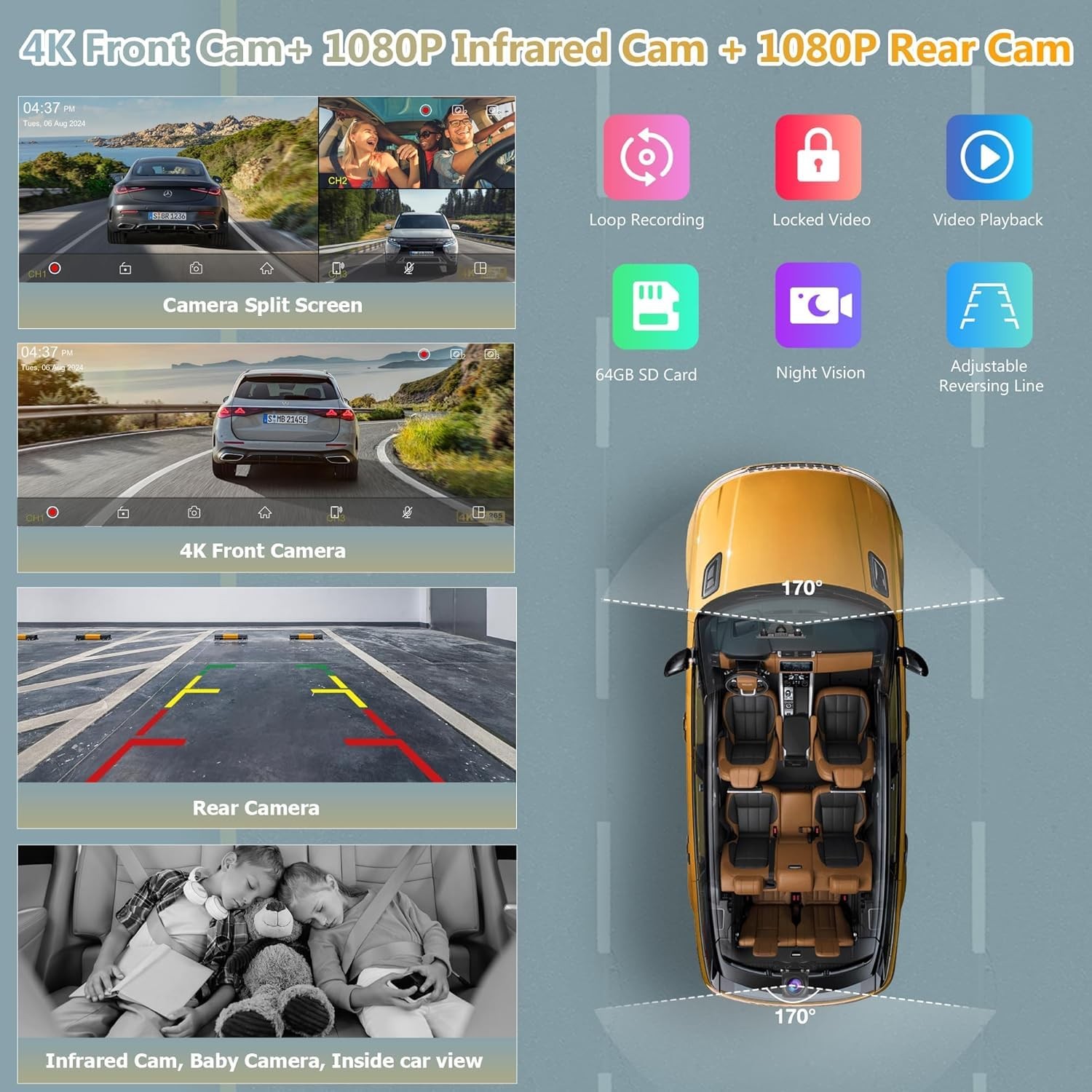 Carpuride W903S Carplay Android Auto 4K Front Cam 1080P Rear Cam Infrared Camera