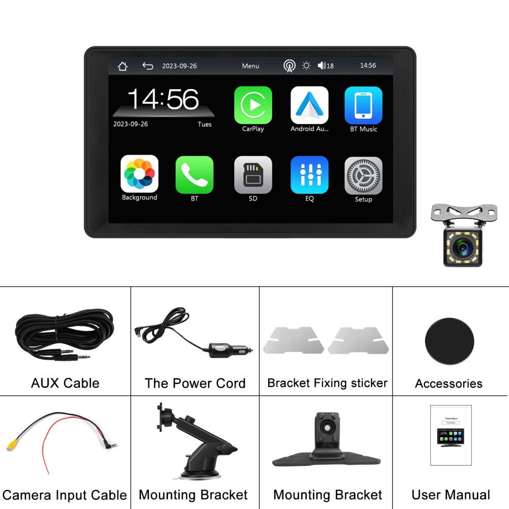 9″ Touch Screen Car Player Wireless CarPlay/Android Bluetooth & Camera Support