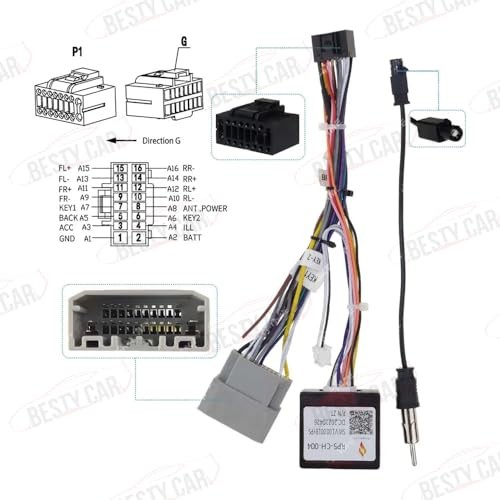 16pin Car Stereo Radio Power Retrofit Wiring Harness Adatper fits for Jeep