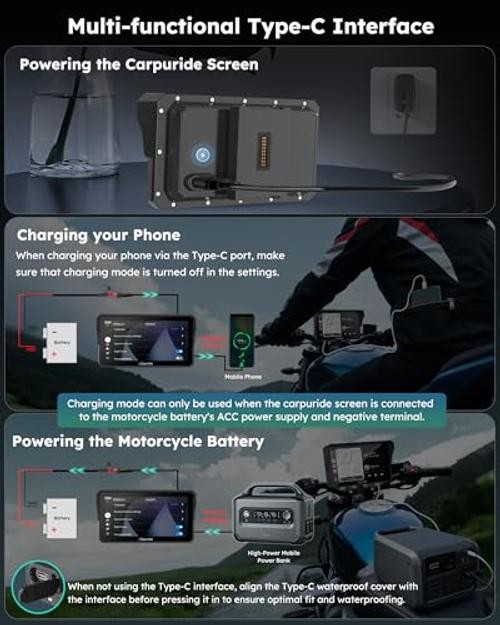 W602S PRO Motorcycle Carplay & Android Auto with Type-C Port, 6.25″