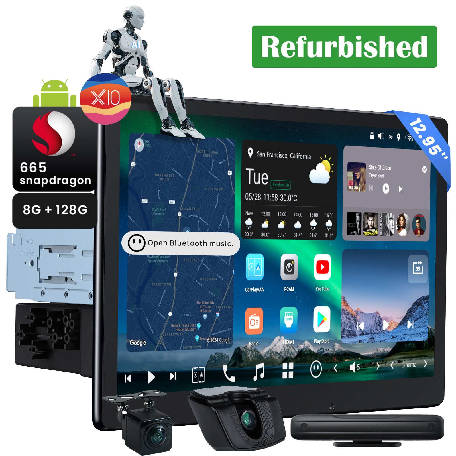 ATOTO X10 12.95” 1& 2Din Android Car Stereo Floating Display AI Vision w/ CAM