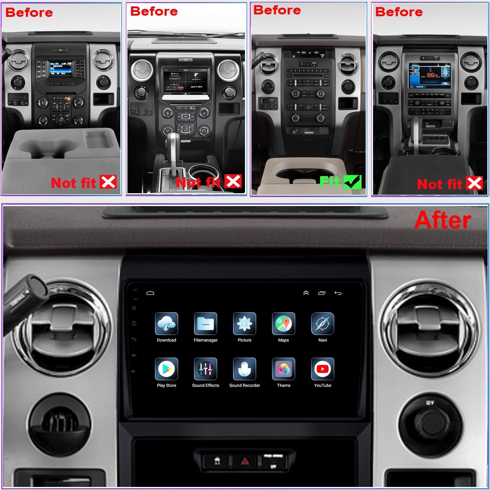 for Ford F150 Radio Upgrade 2013 2014,Android Stereo Navigation Replacement,Q…