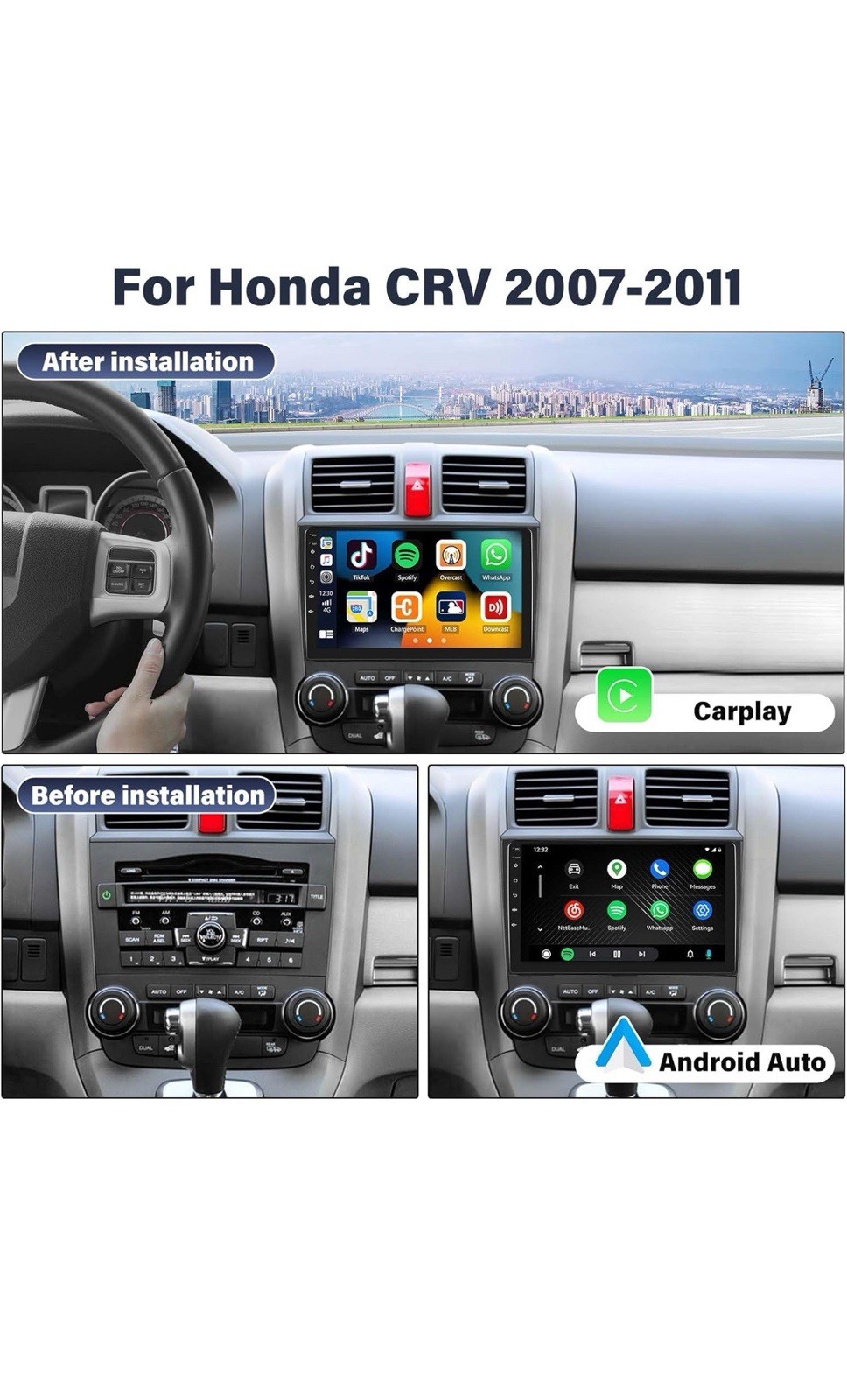 2G+64G Android Car Radio Stereo for Honda CRV 2007-2011 Wireless Apple Carpla…