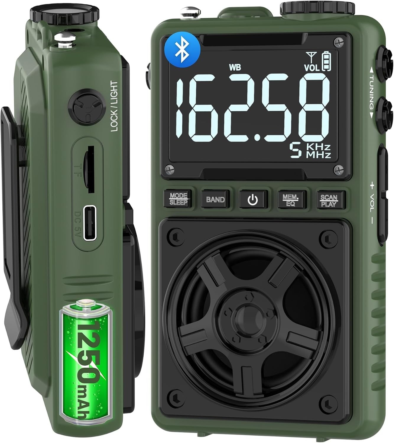 Multi-Band Portable Radio with Rechargeable Battery NOAA Weather Alert and Large