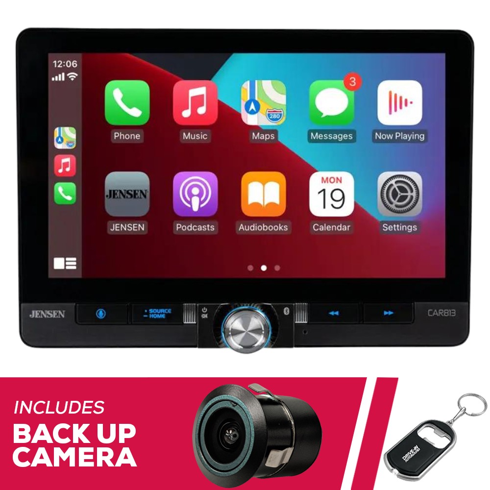 Jensen CAR813 8″ Single/Double DIN Multimedia w/ Backup Bullet Camera