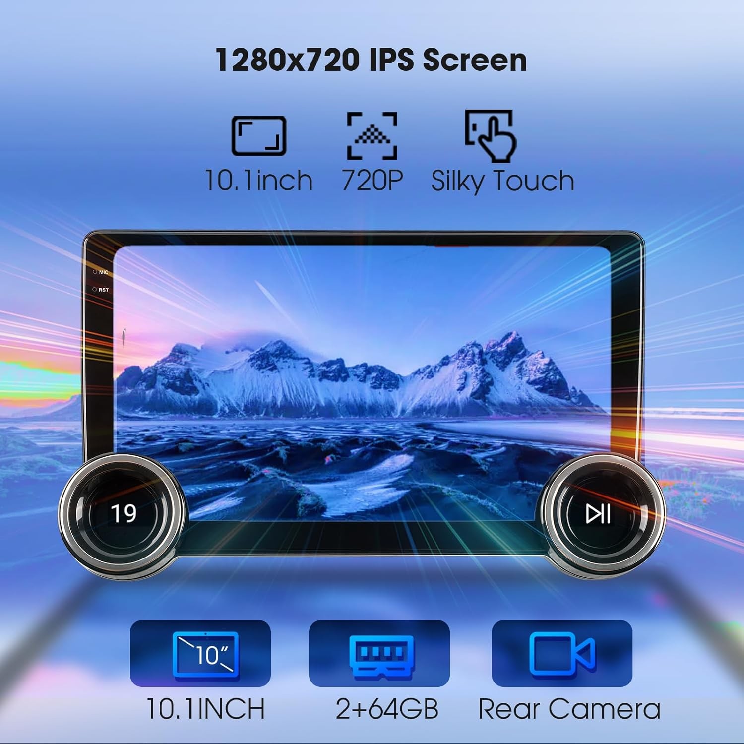 10.1″ Wireless CarPlay & Android Auto Car Stereo – 2GB RAM 64GB ROM, BLACK