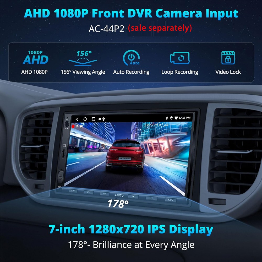 ATOTO F7WE 7″ Double DIN GPS Car Stereo Wireless Android Auto &CarPlay,Bluetooth