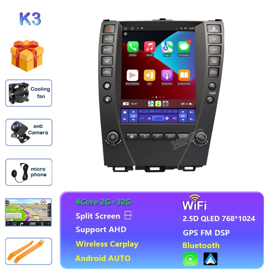 For Lexus ES ES240 ES300 ES330 ES350 2006-2012 For Tesla Style Screen Car Radio
