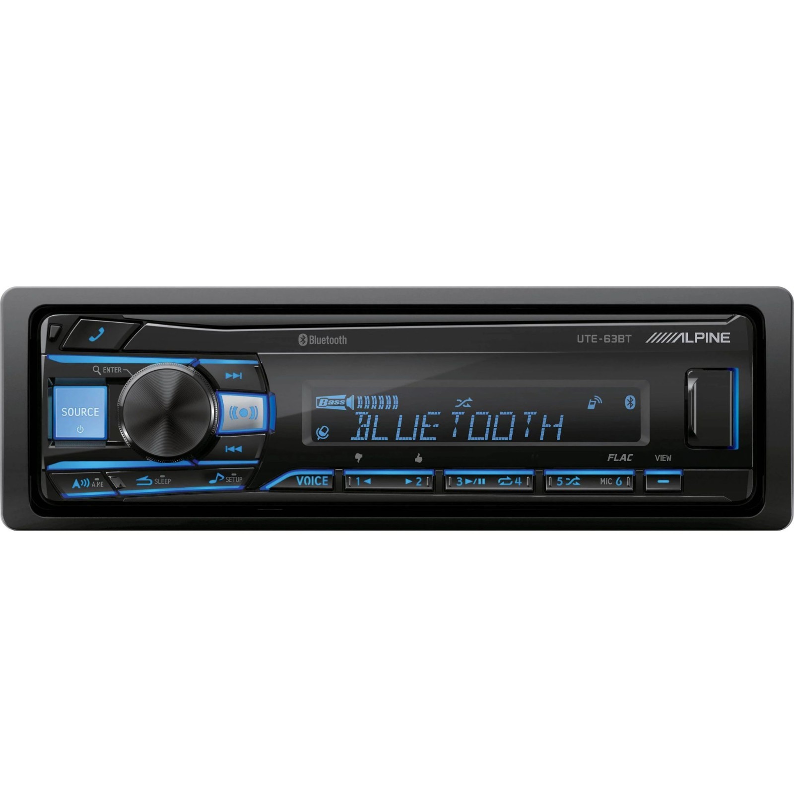 Alpine UTE-63BT Single-DIN Bluetooth Mech-less Digital Media Receiver