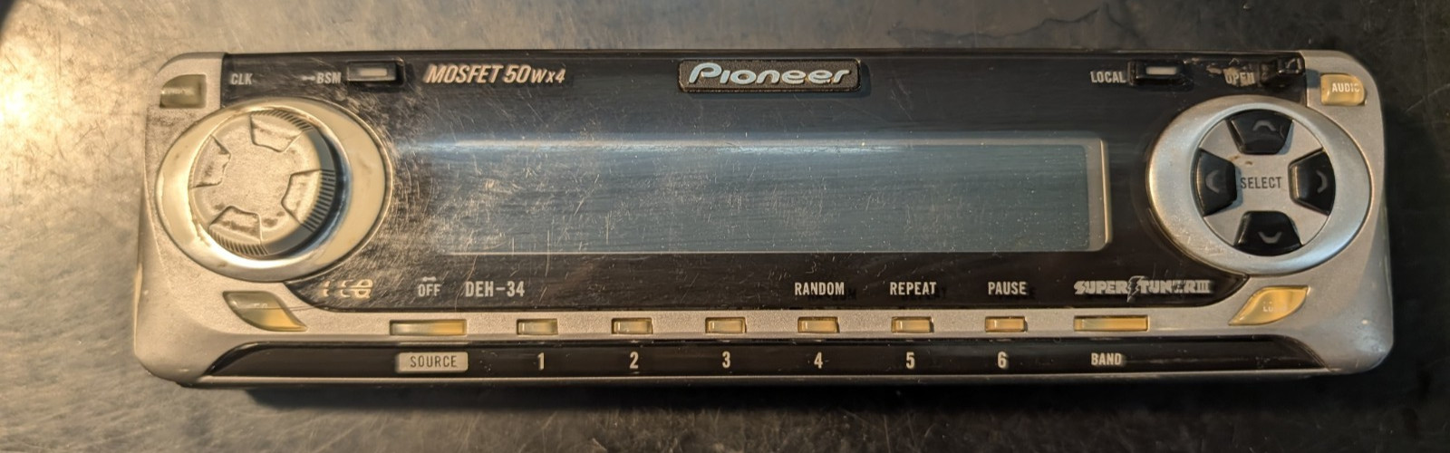 Pioneer DEH-34 MOSFET 50Wx4 Car CD Player FACEPLATE ONLY