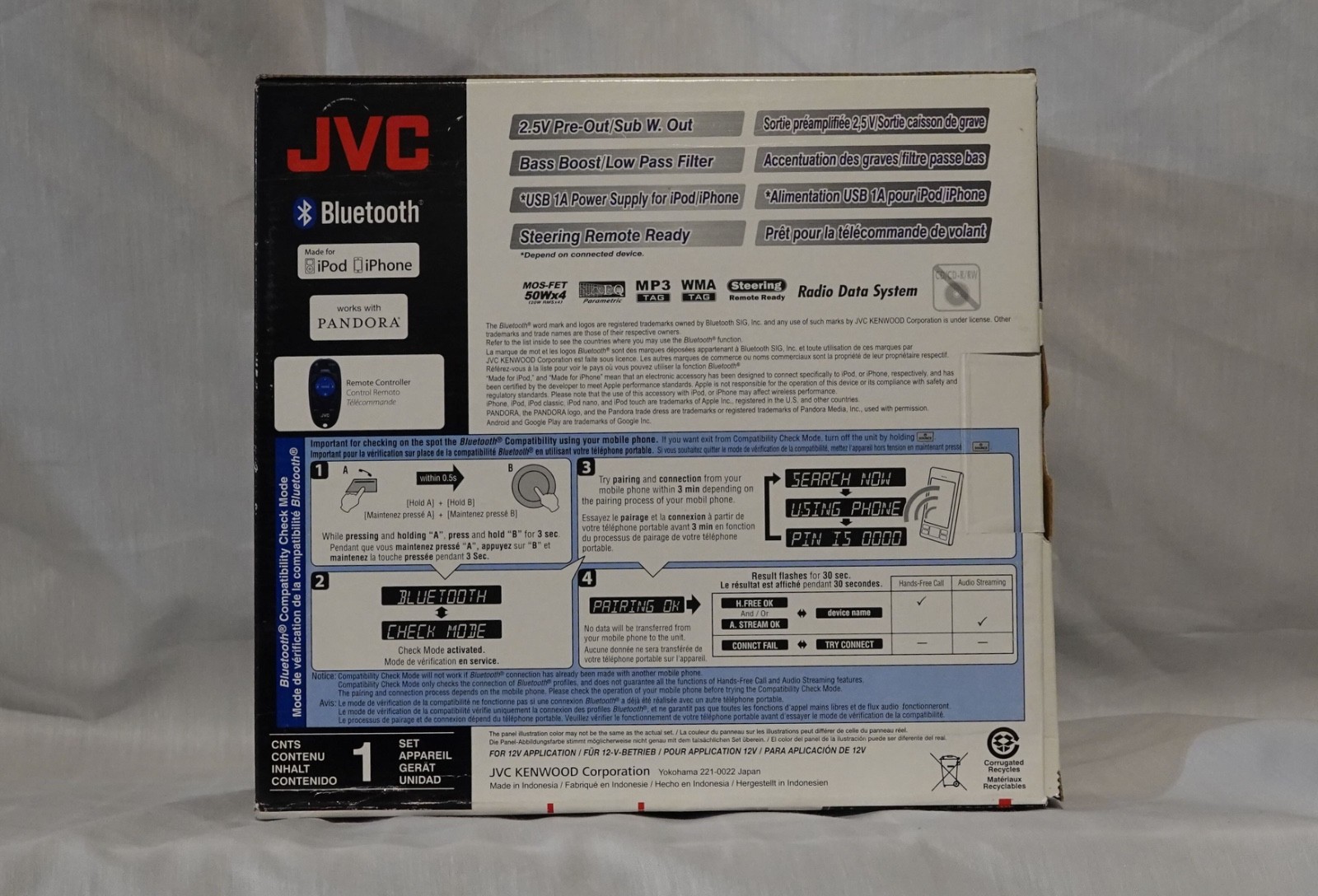 JVC KD-X250BT Digital Media Receiver featuring Bluetooth CAR RADIO