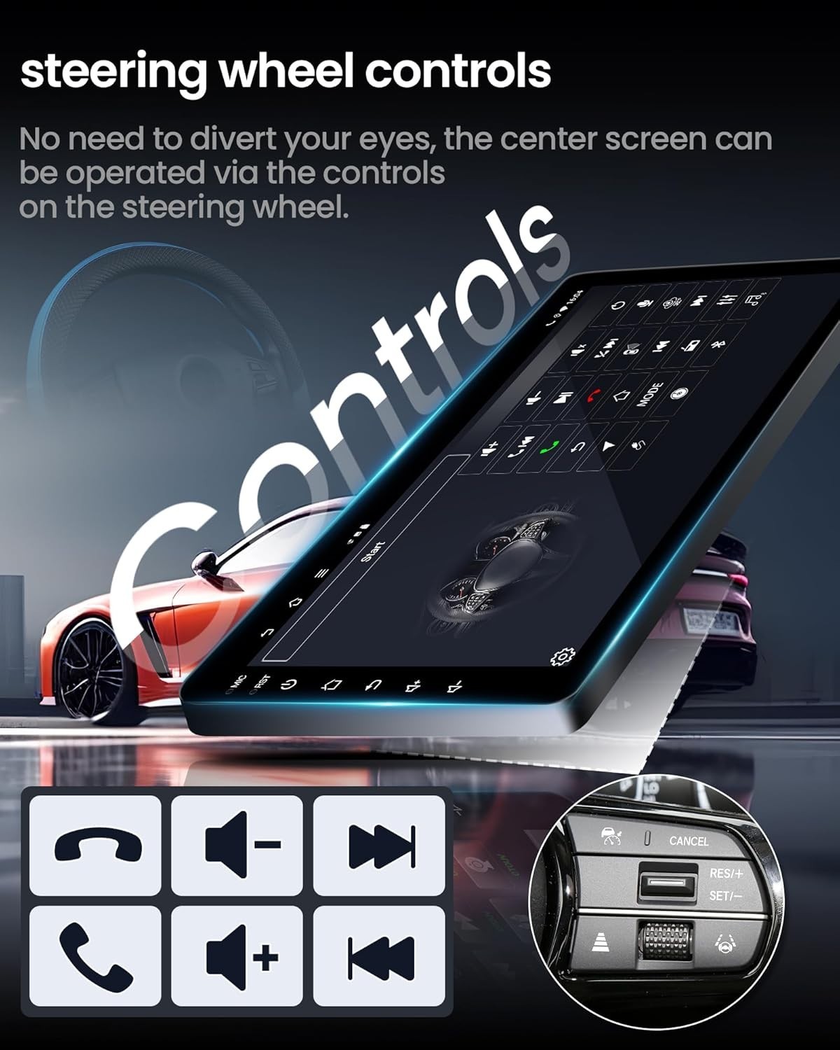 9″ 8Core 32G Android Auto Carplay for 2013-2018 Dodge Ram 1500 2500; Manual AC