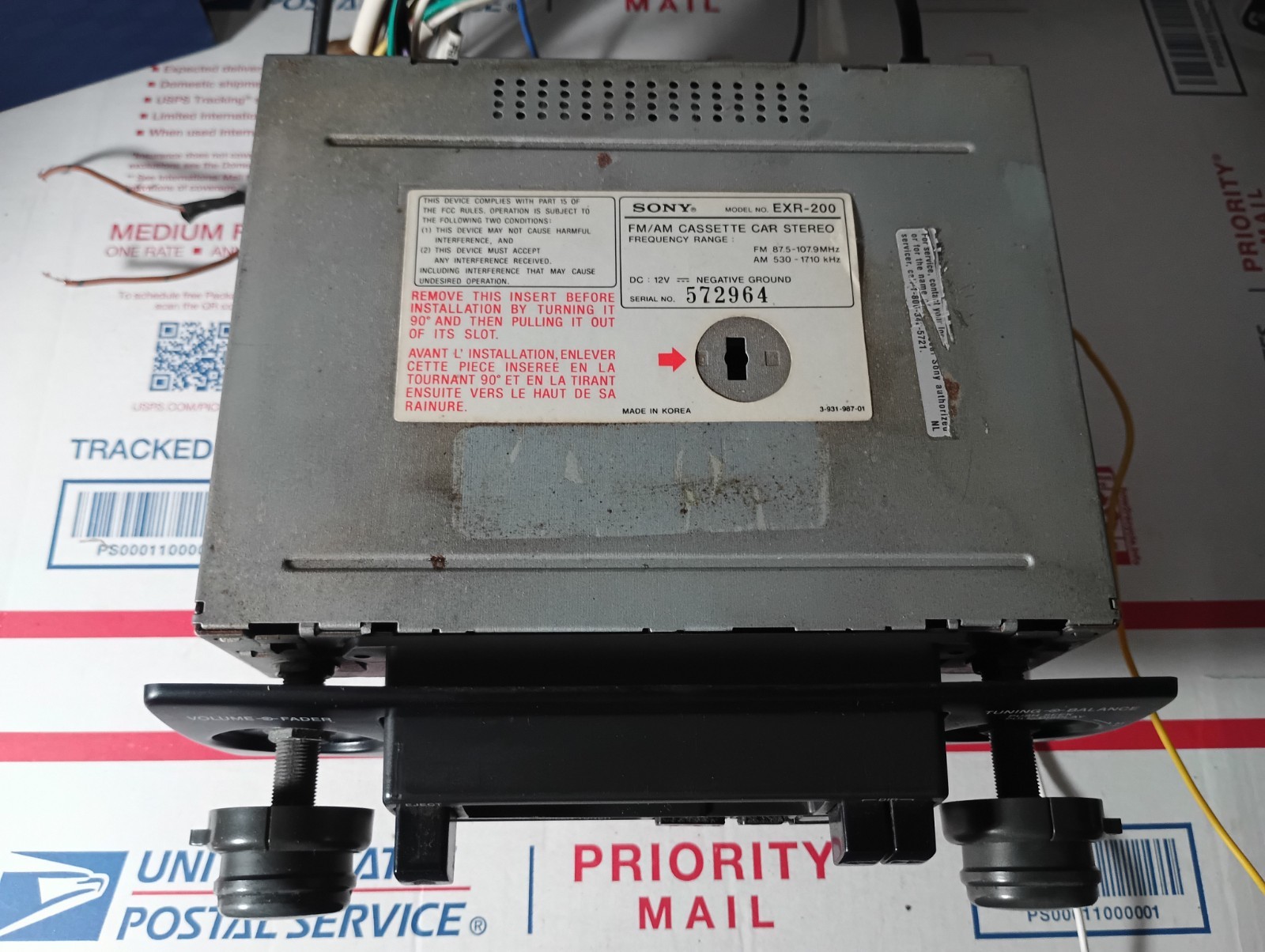 VTG Sony EXR-200 FM/AM Cassette Car Stereo USED AS-IS