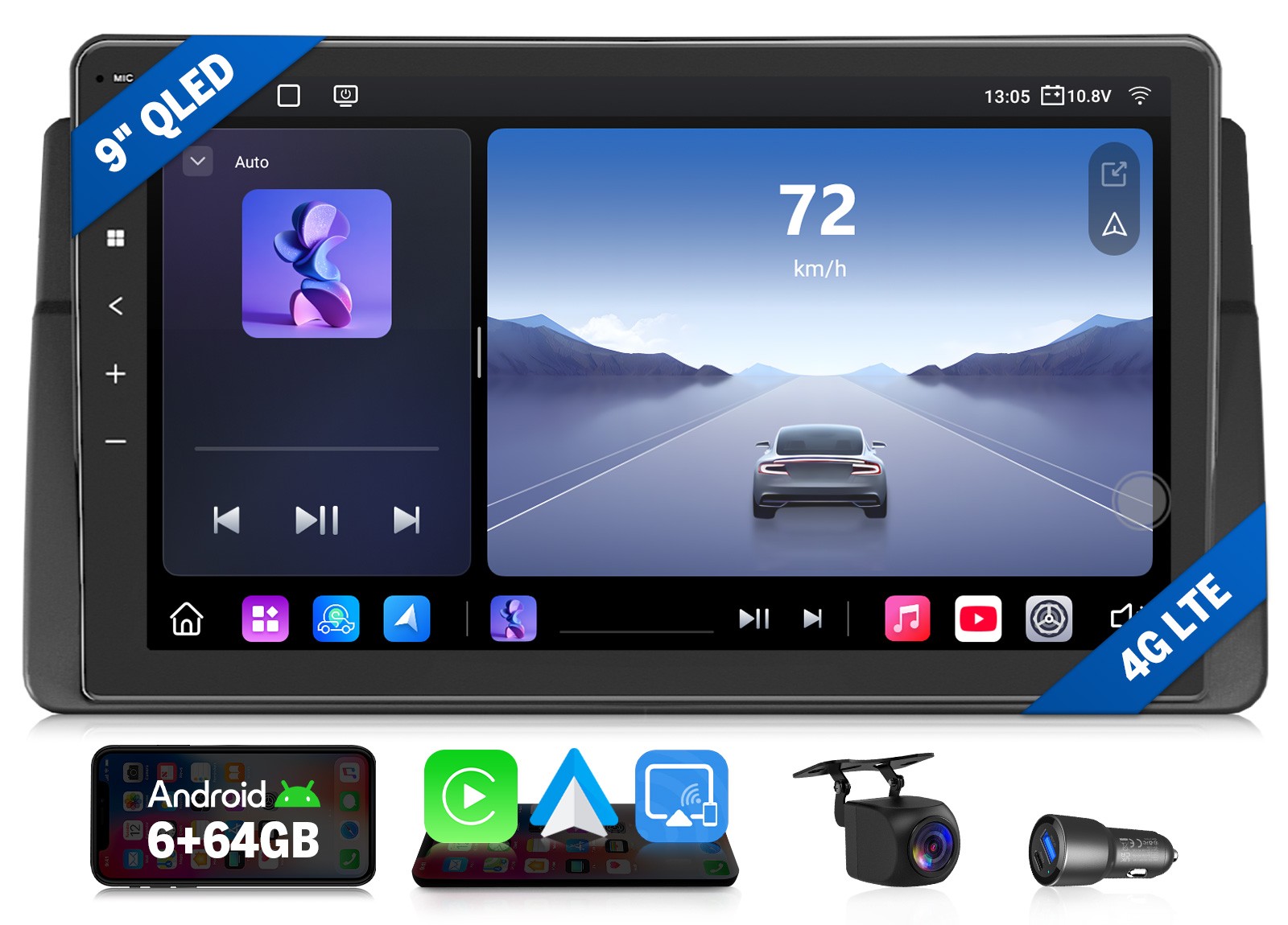 9″ Android 13 Head Unit for BMW E46 325i 330i 328i Car Stereo CarPlay SWC 6+64GB