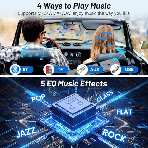 Car Radiotooth with Type-C/USB Port, FM/AM Single Din Car Stereo Radio Blue