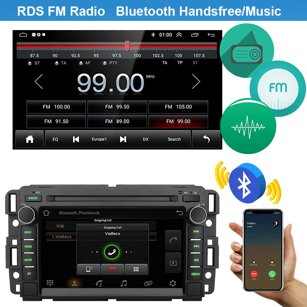 4+64G Android 15 Car Radio Stereo GPS Navi Wifi Carplay For GMC Acadia 2007-2012