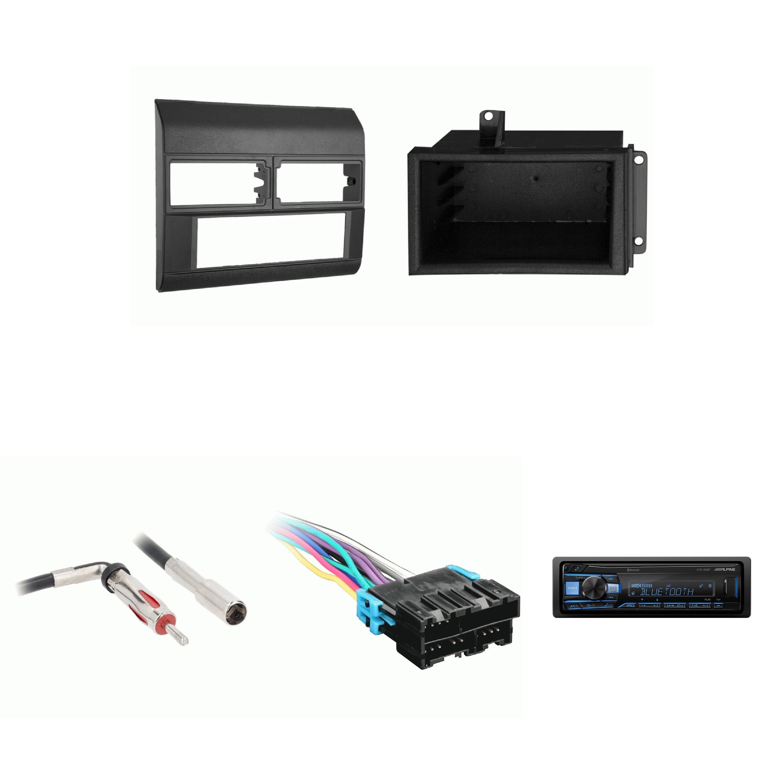 Chevrolet GMC CK Truck 88-94 Alpine UTE-63BT Single Din Radio Bundle Gray Das…
