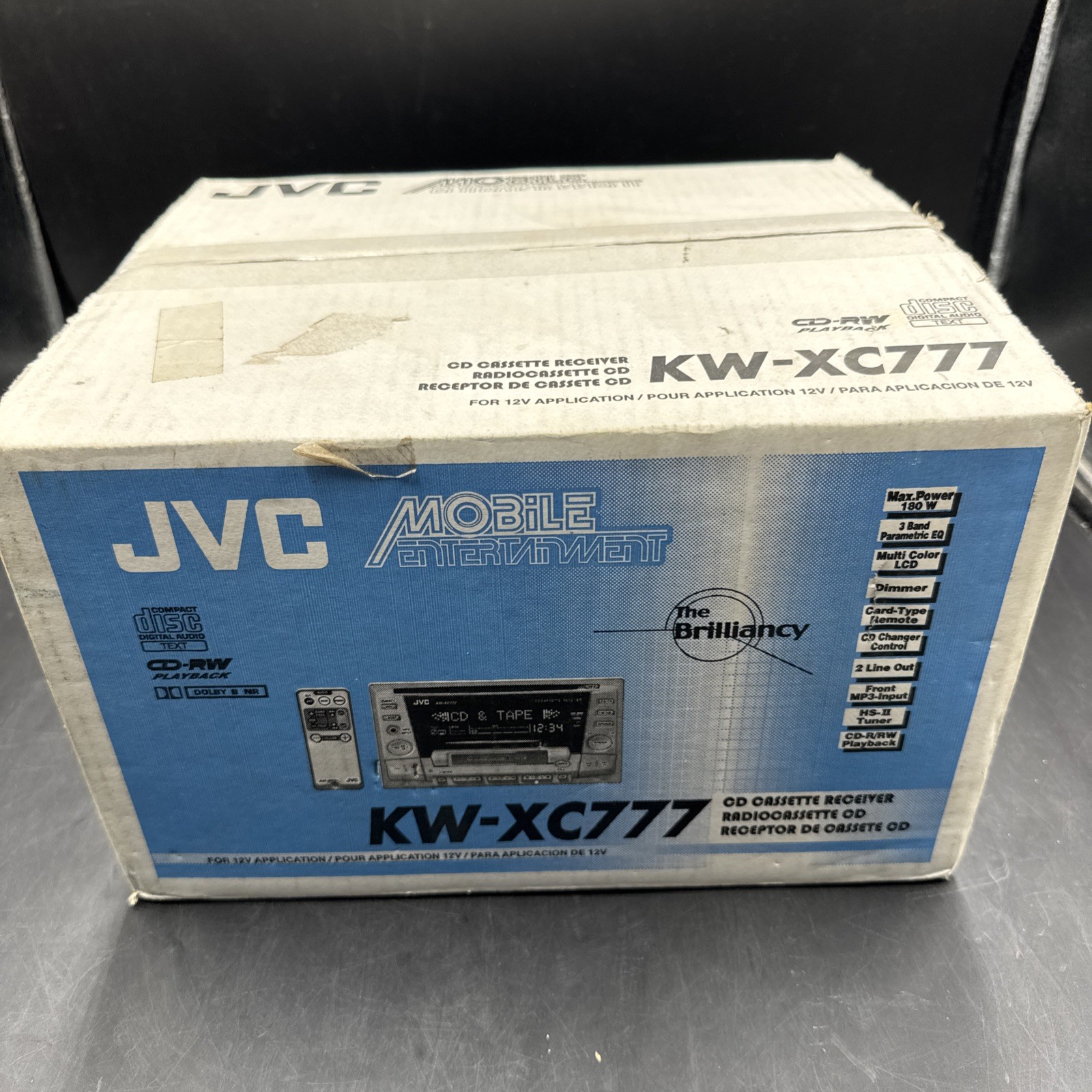 JVC 2DIN CD Cassette Receiver Silver Car Stereo KW-XC777 NEW