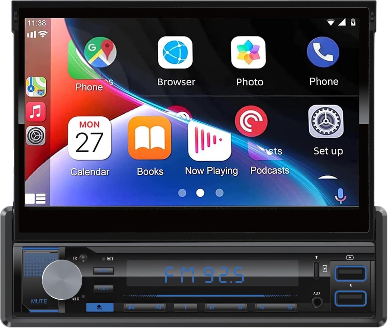 Dual XDVD176BT 7″ Bluetooth 1-Din DVD Receiver Motorized Touchscreen + CAM-95BK