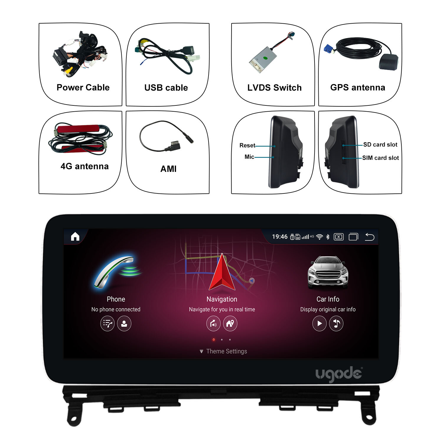 Ugode 10.25inch 4+64G Android13 Screen CarPlay Stereo Benz C class W204 NTG4.0