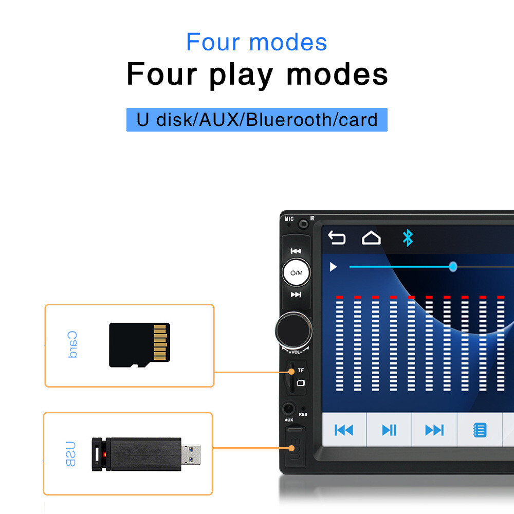 12V USB/TF Android IOS 7” 2 Din HD Touch Screen Car Stereo MP5 Player FM Radio