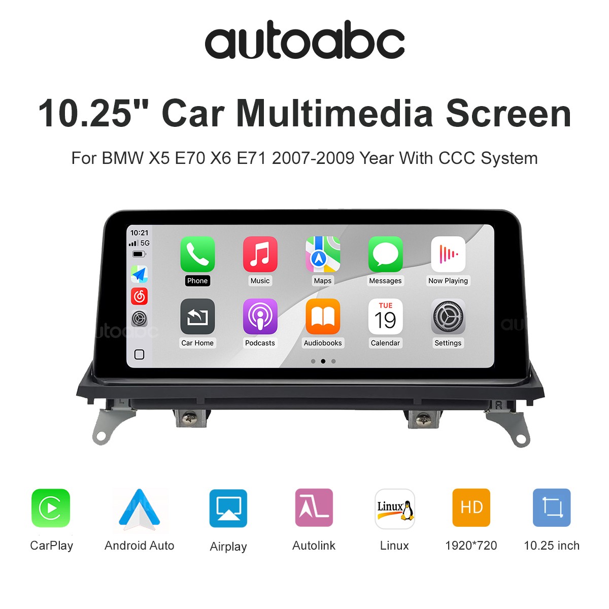 Wireless CarPlay Android Auto For BMW X5 E70 X6 E71 10.25-inch screen