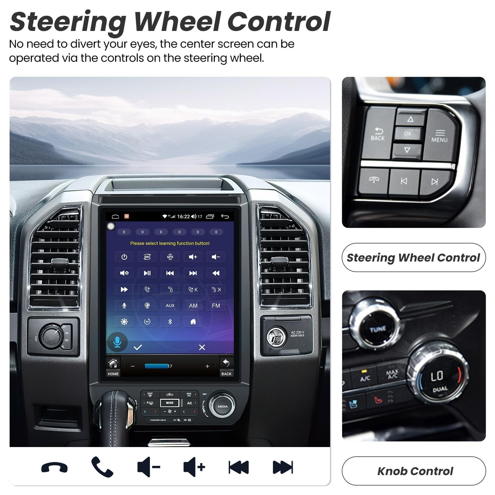12.1” Android GPS CarPlay For FORD F150 2015-2020 Car Radio Stereo Tesla Style