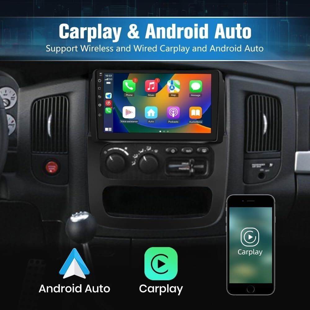 4+64G Car Radio Stereo Carplay For 2002-2005 Ram 4+64G 9in EQ FM RDS 1280*800