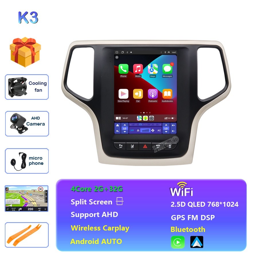 For Jeep Grand Cherokee 2014-2022 Android 14 Car Radio Stereo Carplay GPS AUTO