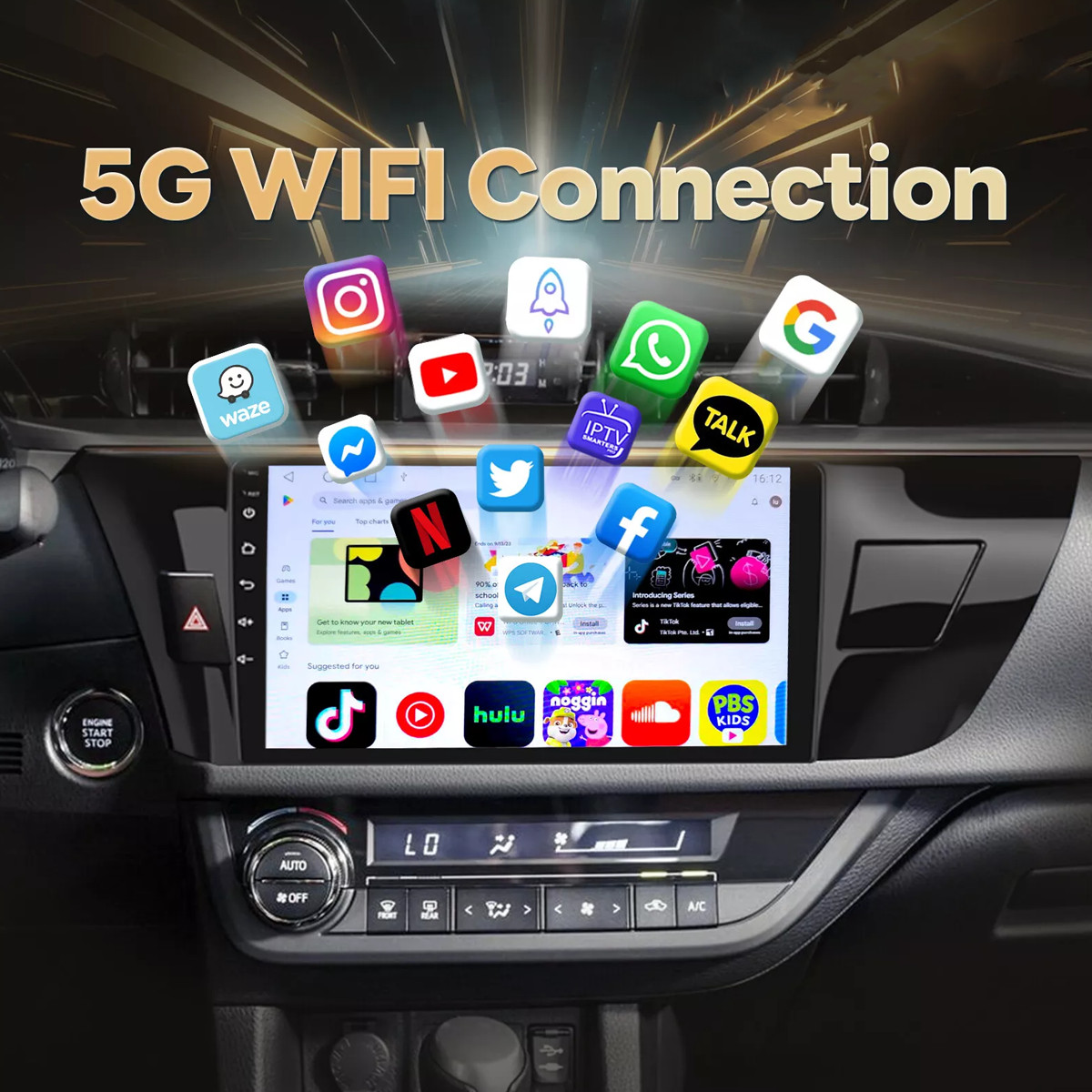 4+64G Car Stereo for Toyota Corolla 2014-17 Radio Carplay Android Auto 1280*800
