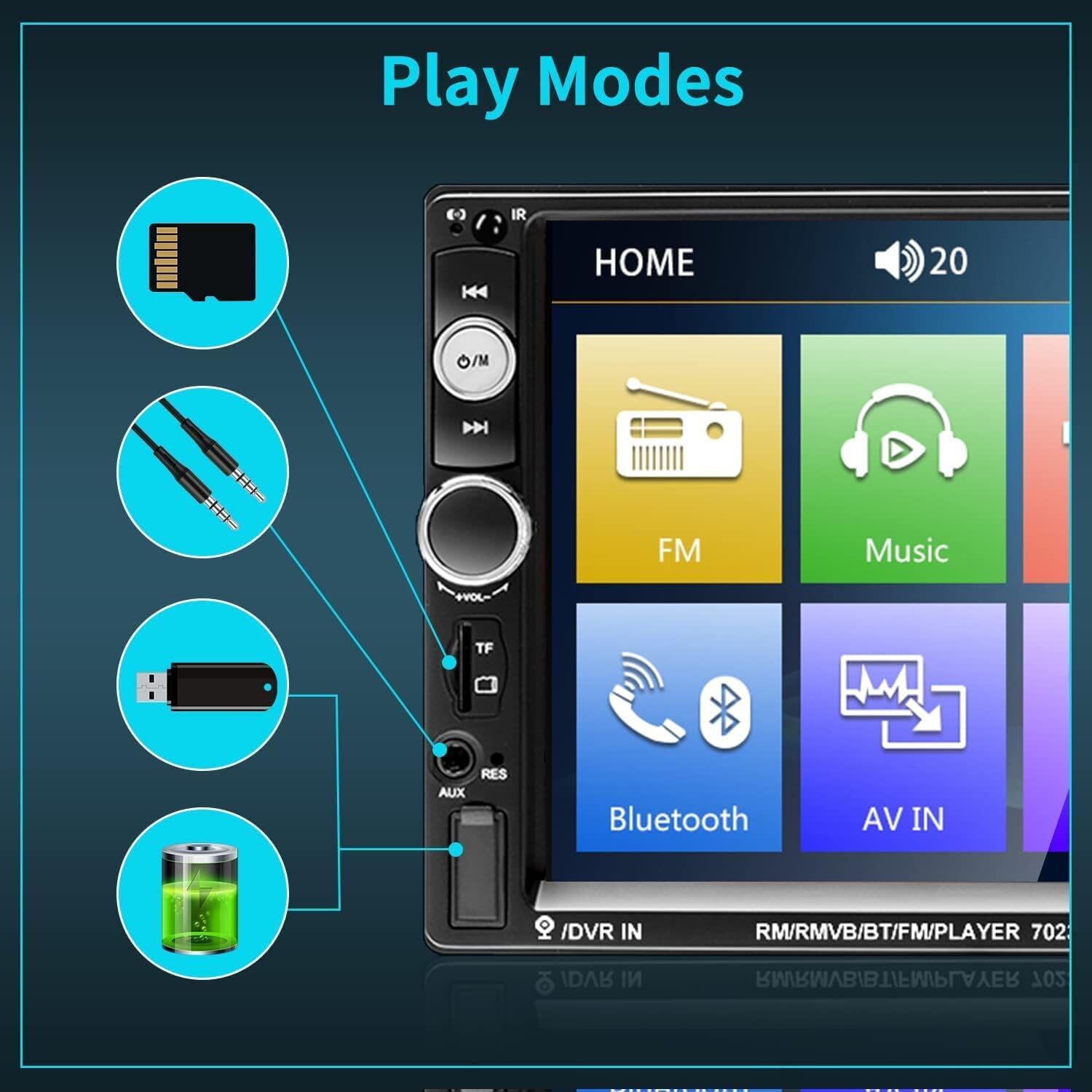 Pantalla HD Radio Bluetooth Para Carro Auto Con Camara De Reversa Retroceso 2023