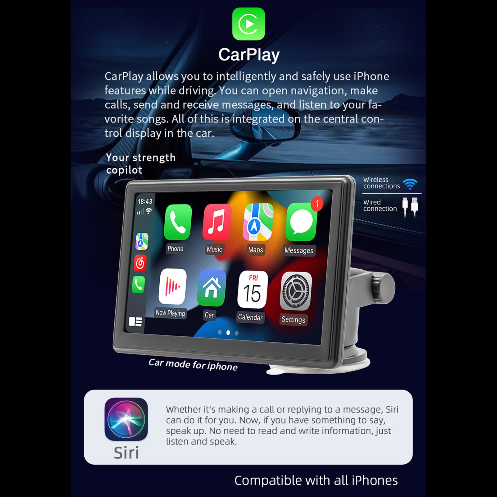 Portable Car MP5 Player With 7-Inch HD Screen Supports CarPlay EIFE