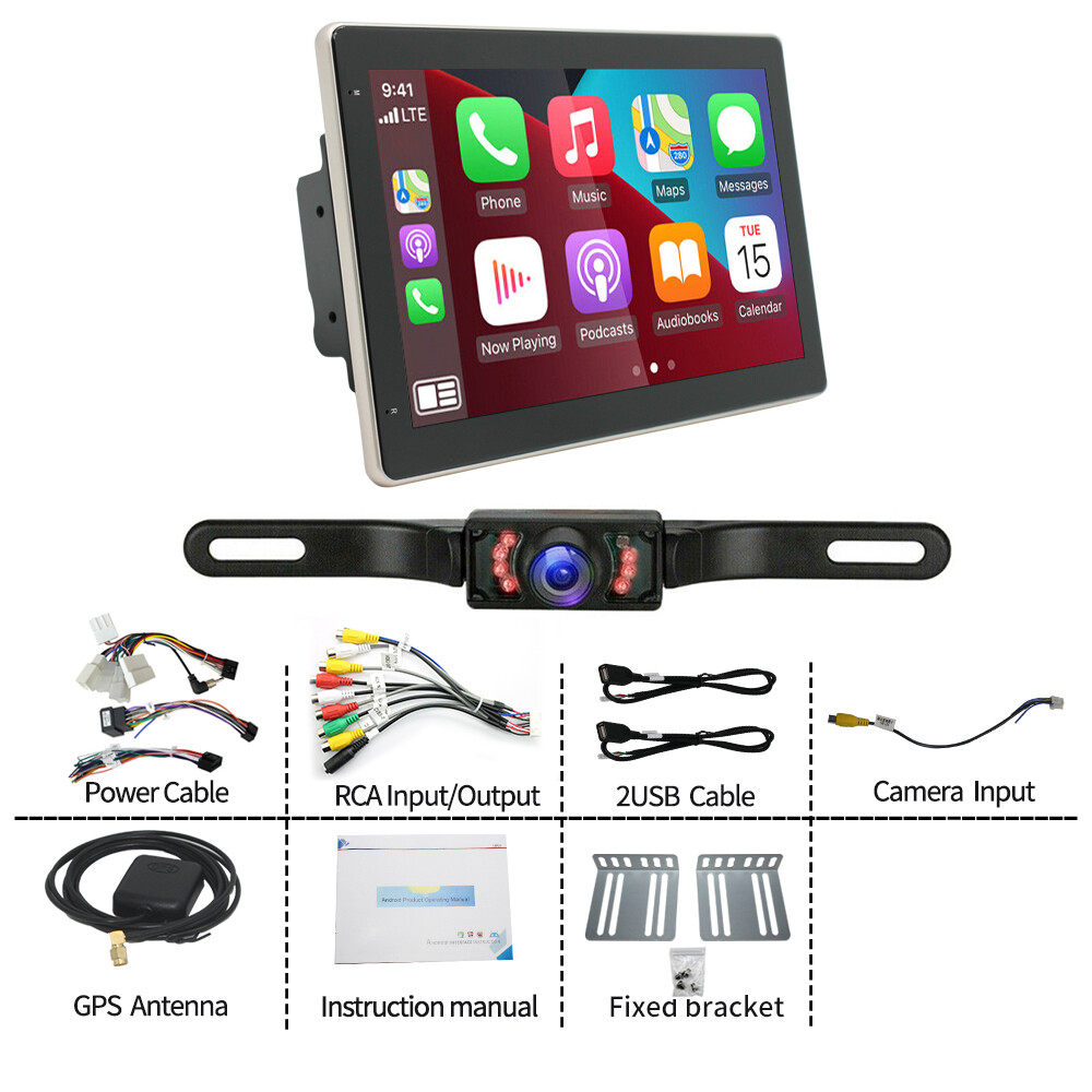 10 Inch Car Stereo Radio Player Android 13 GPS For Carplay 2 Din WIFI + Camera