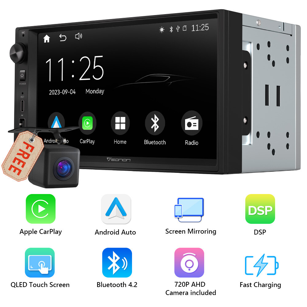 Eonon 7″ QLED Double DIN Android Auto Car Stereo Radio CarPlay GPS Bluetooth DSP