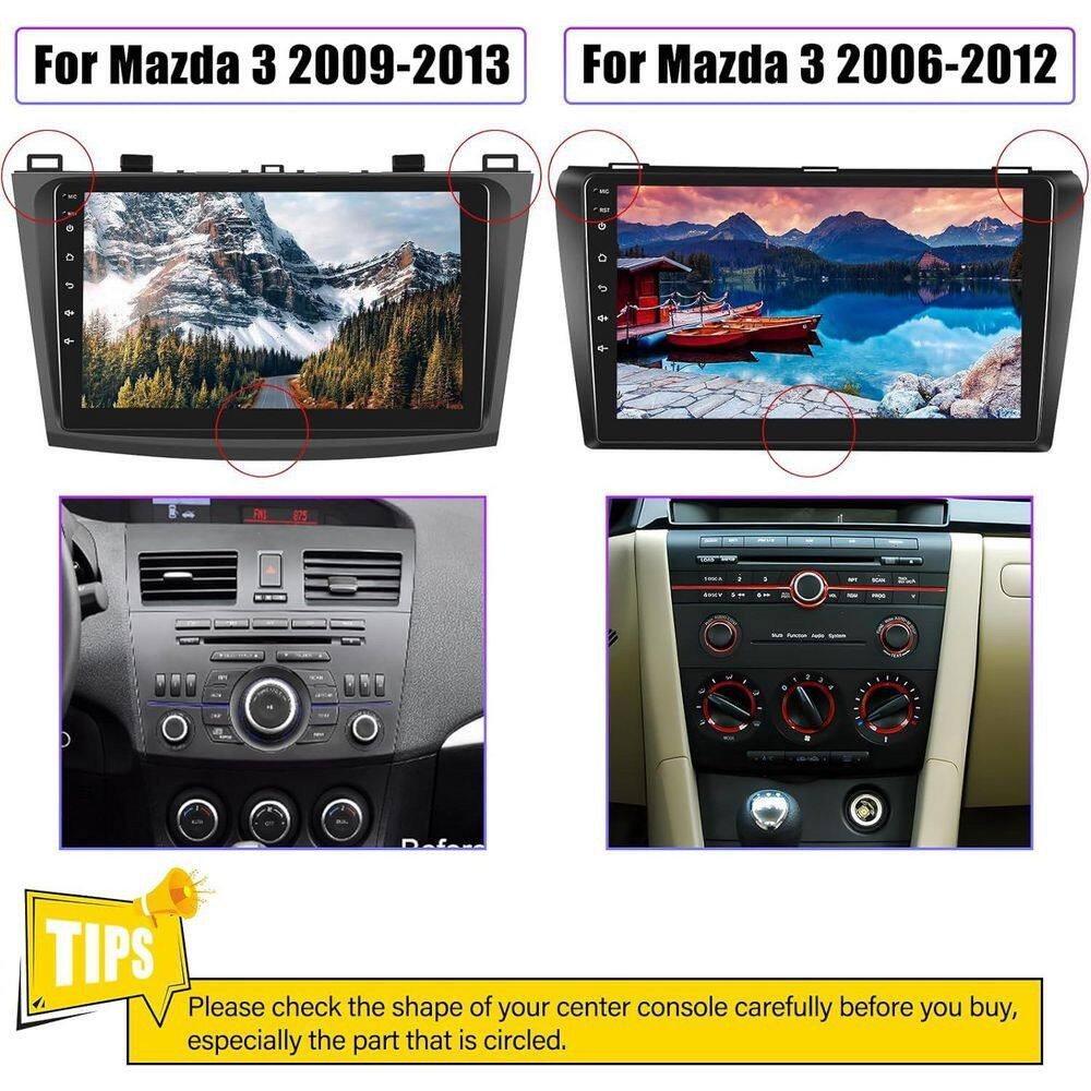 13 Car Stereo for Mazda 3 2009-2013 with Wireless Android Auto 9 In. Touch Scree